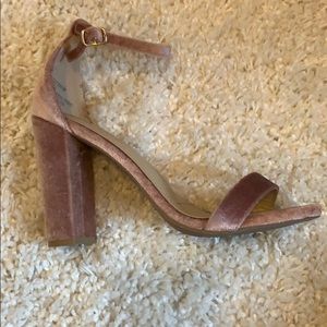 Pink velvet heels